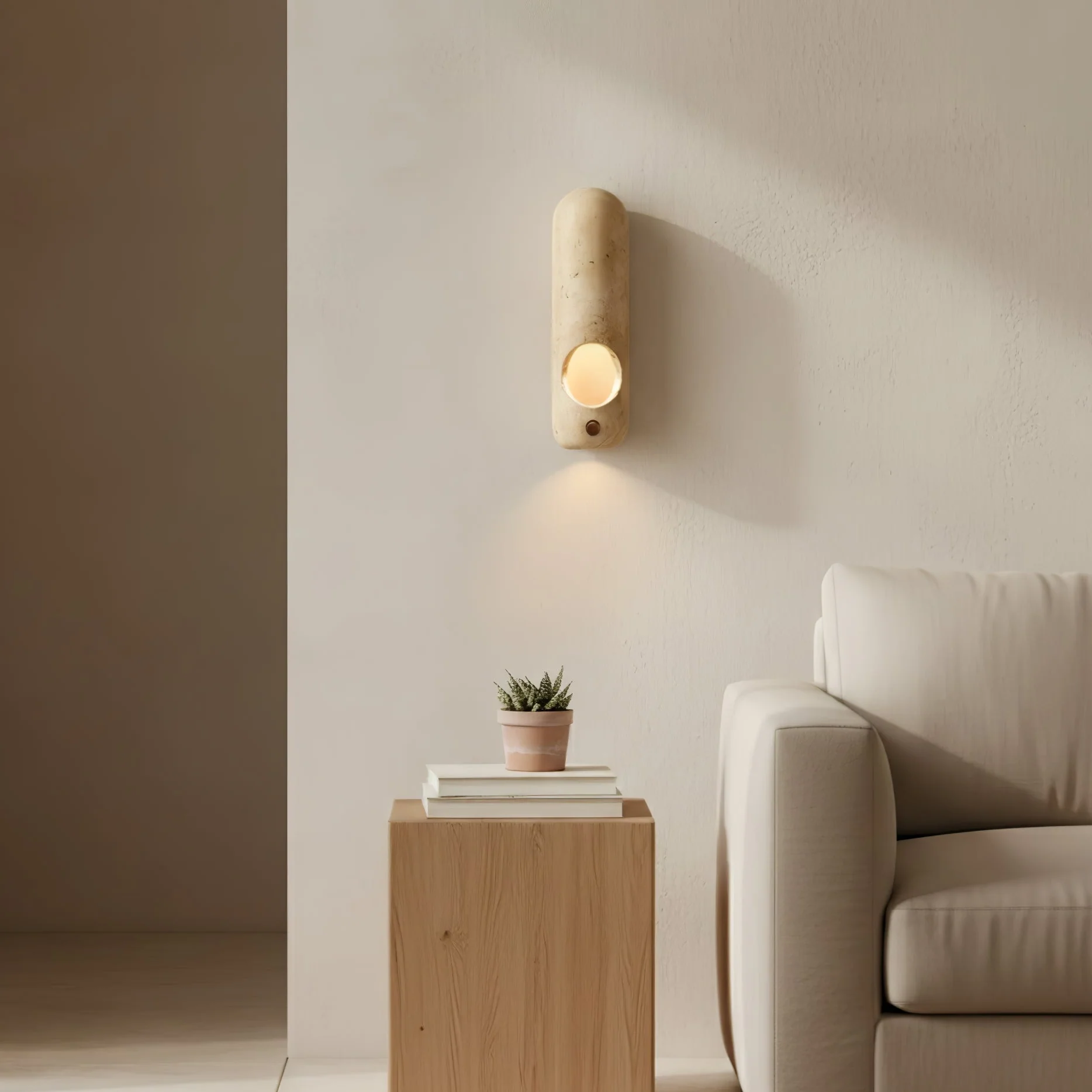 Travertine Oval Wall Sconce - Image 5