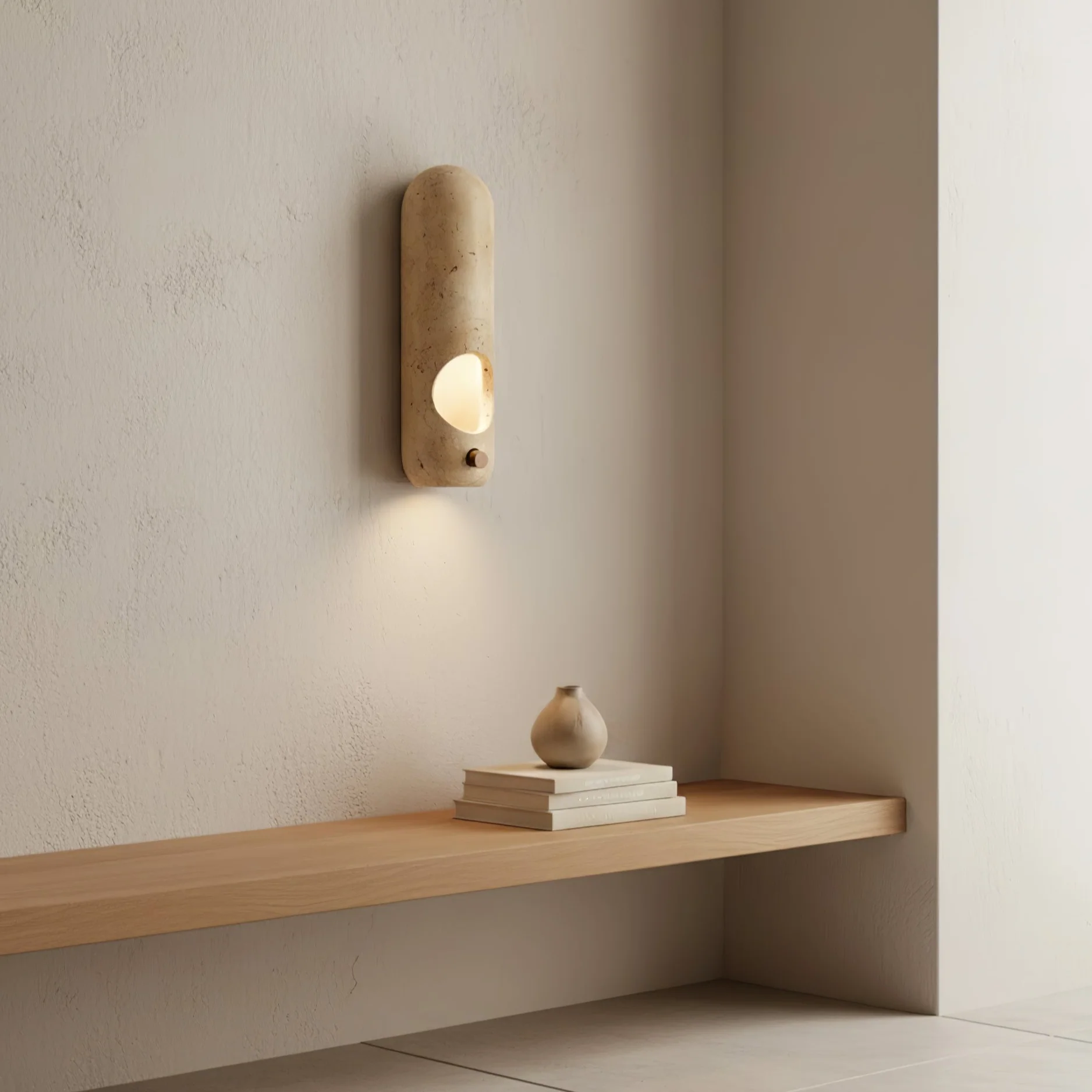 Travertine Oval Wall Sconce - Image 6