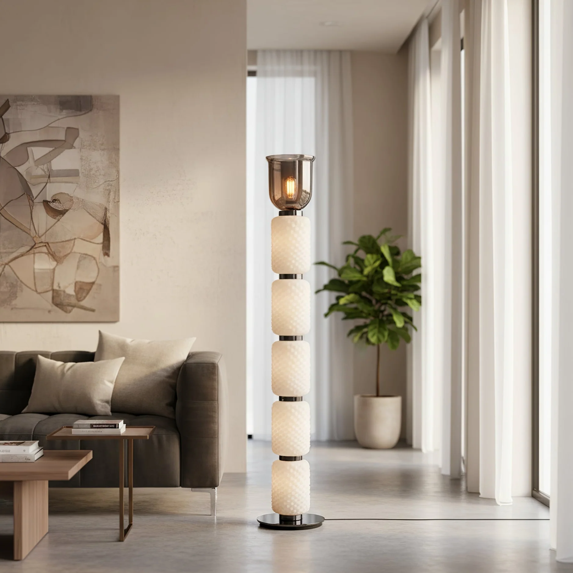 Textured Layered Glass Floor Light - Image 2