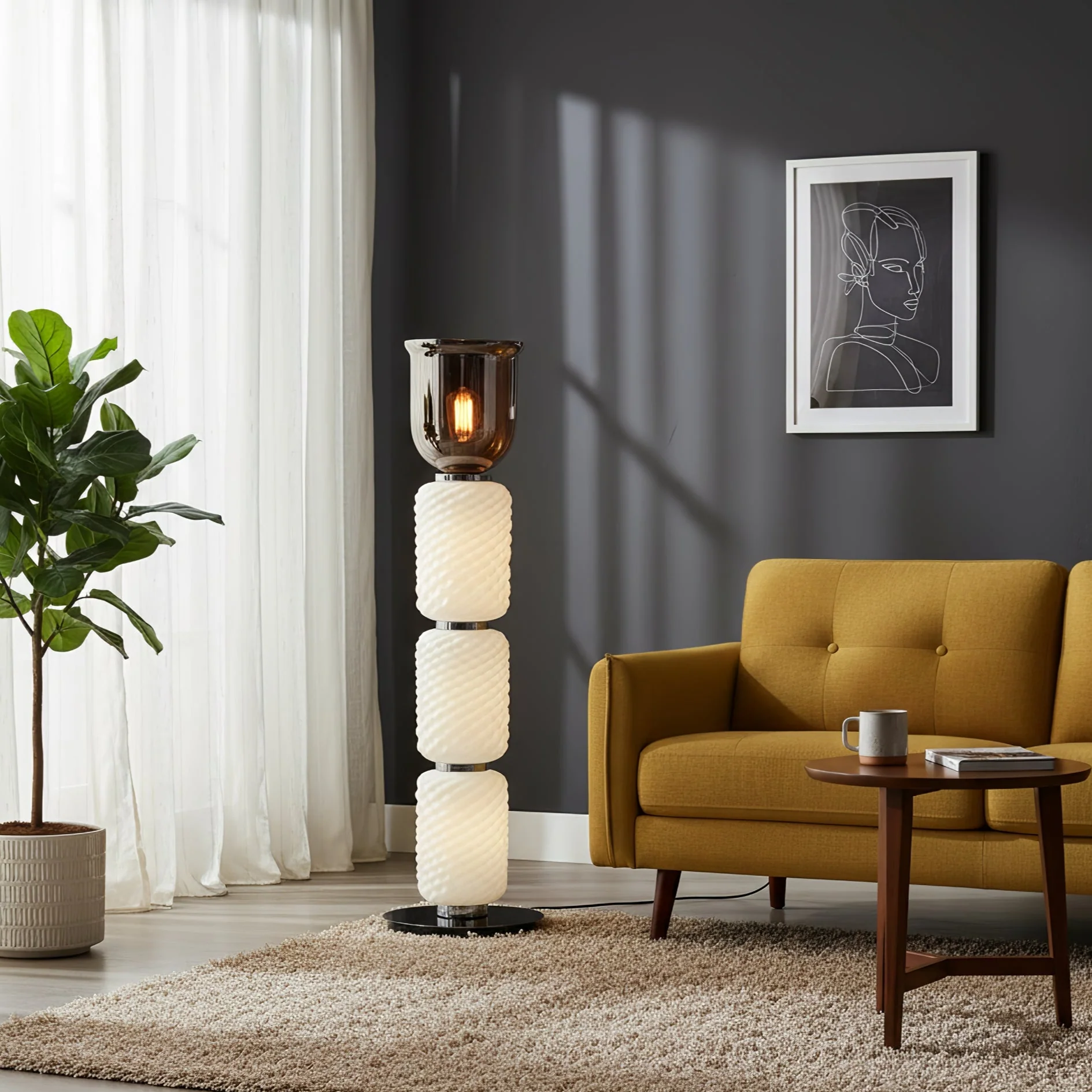 Textured Layered Glass Floor Light - Image 6