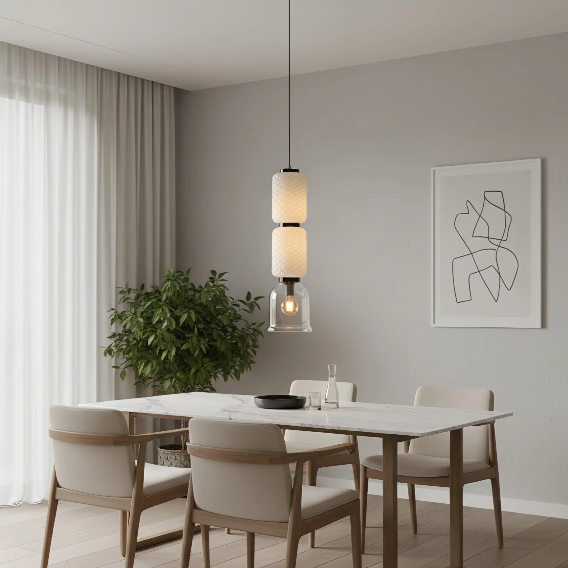 Textured Layered Glass Pendant Light - Image 3