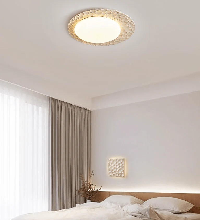 Textured Organic Travertine Ceiling Lamp - Image 6
