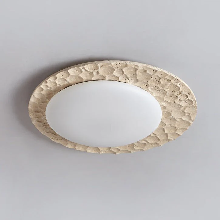 Textured Organic Travertine Ceiling Lamp - Image 8