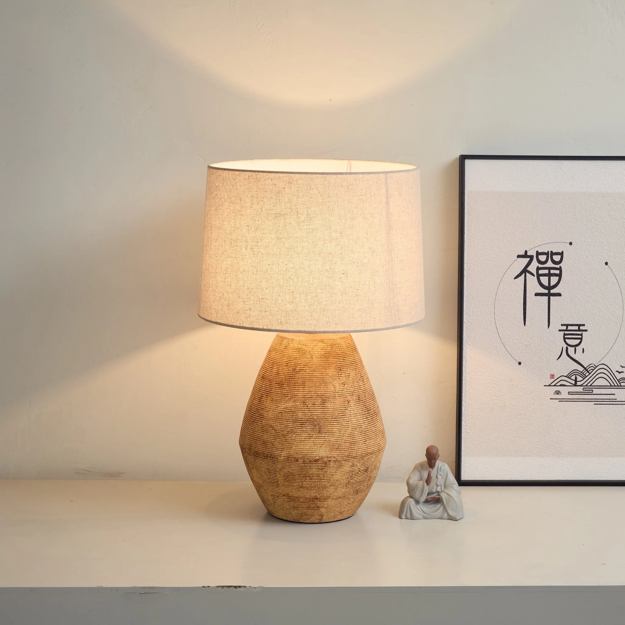 Textured Terracotta Toned Table Lamp - Image 11