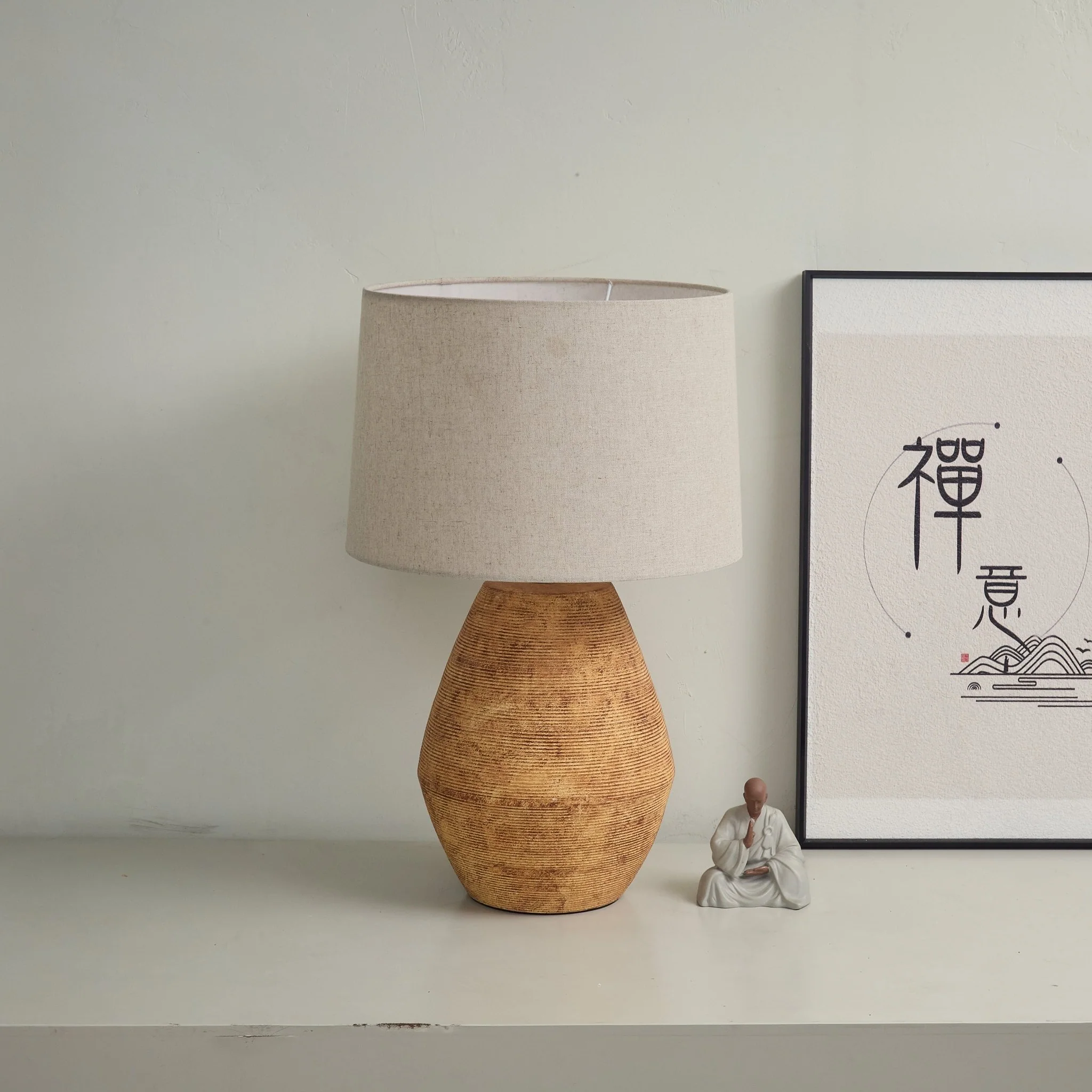 Textured Terracotta Toned Table Lamp - Image 12