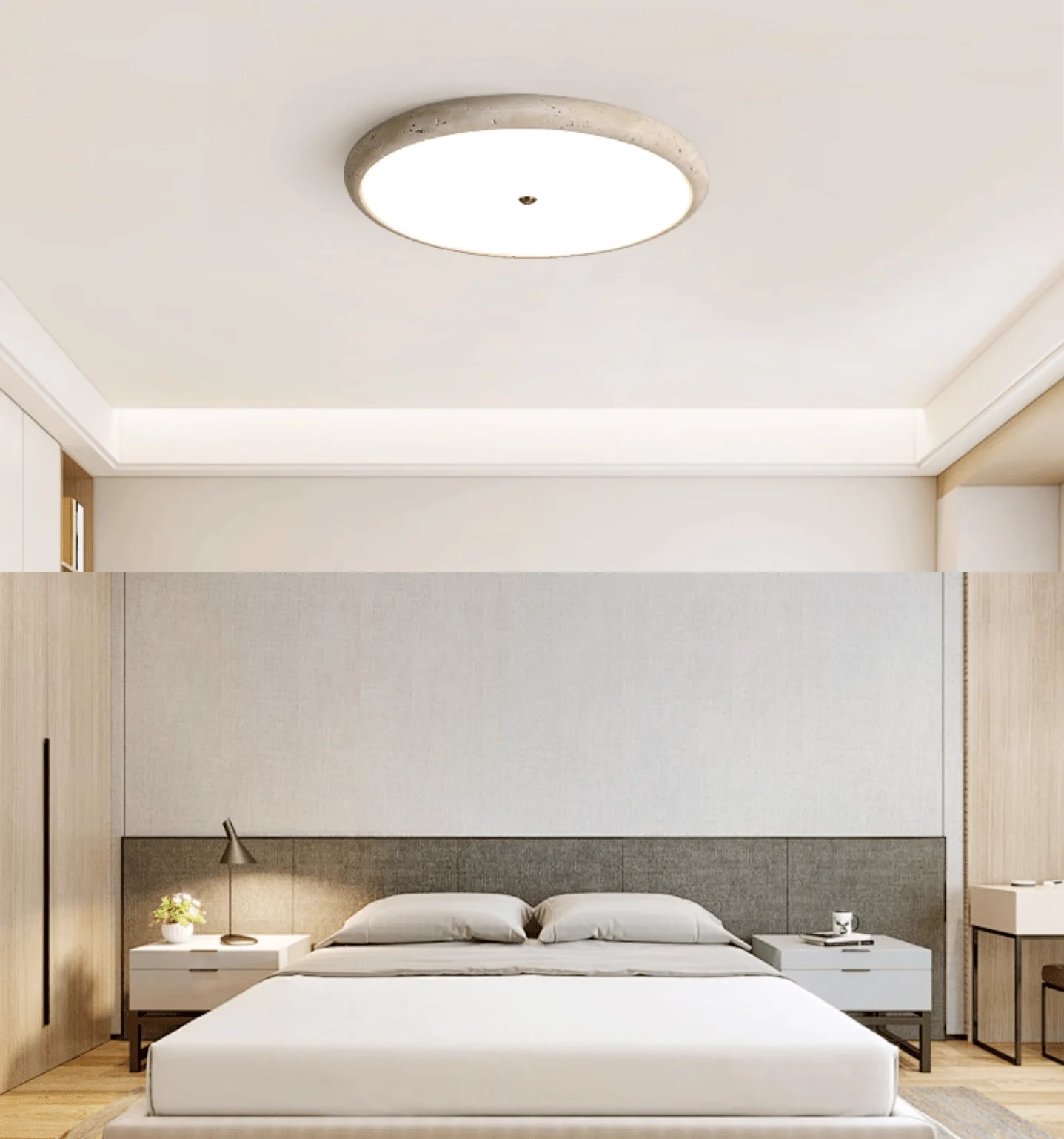 Textured Travertine Disk Ceiling Light - Image 3