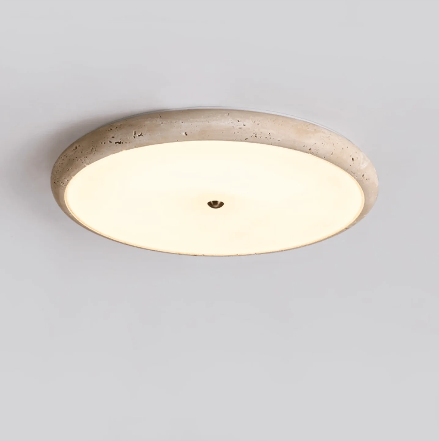 Textured Travertine Disk Ceiling Light - Image 4