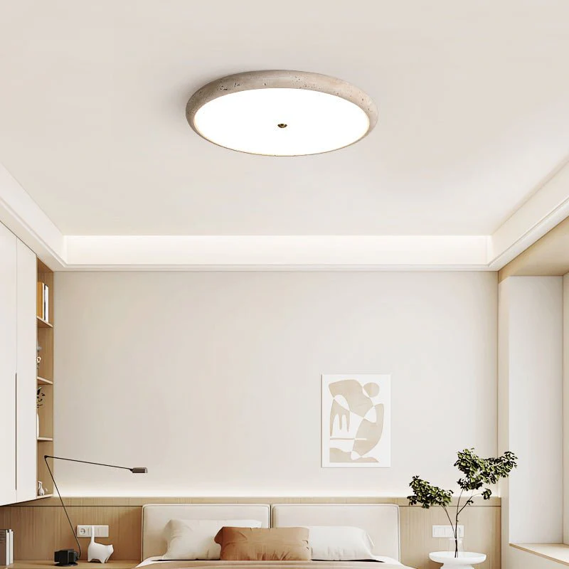 Textured Travertine Disk Ceiling Light - Image 9