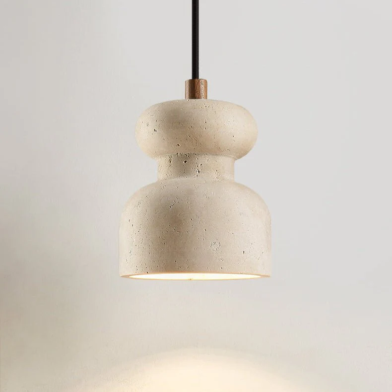 Textured Travertine Gourd Pendant Light - Image 7