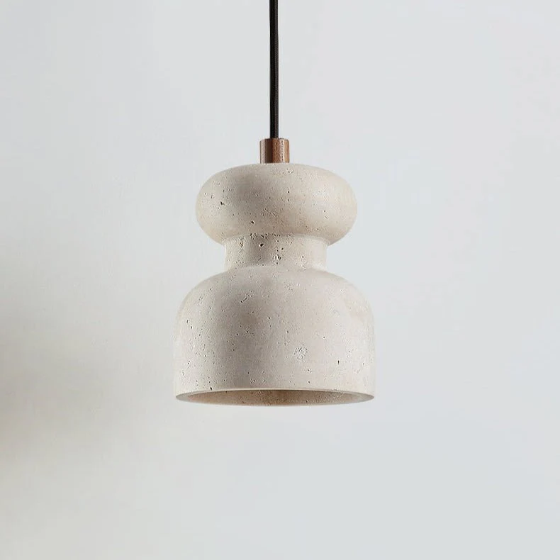 Textured Travertine Gourd Pendant Light - Image 9