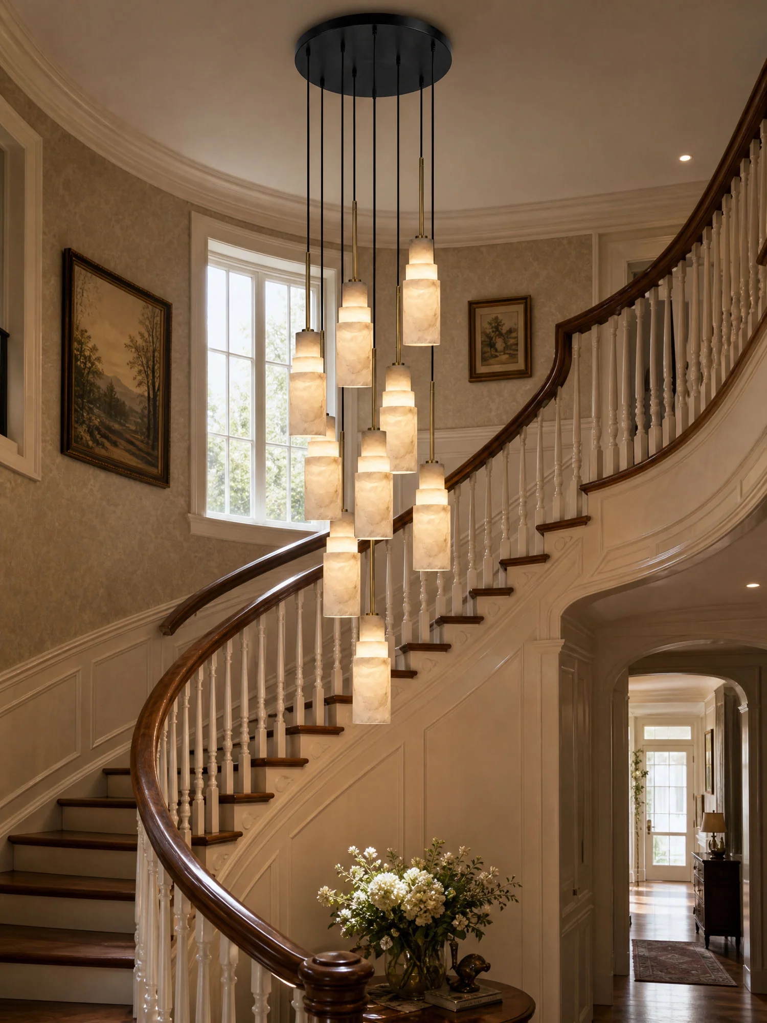 Tiered Alabaster Cluster Chandelier - Image 4