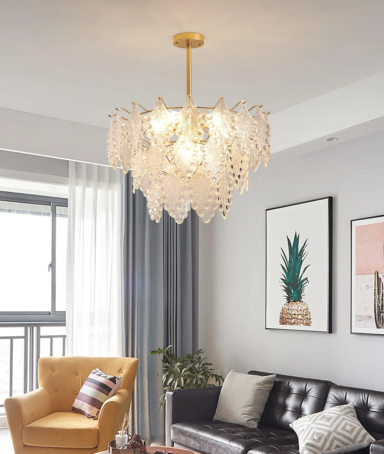 Tiered Carved Glass Chandelier - Image 30