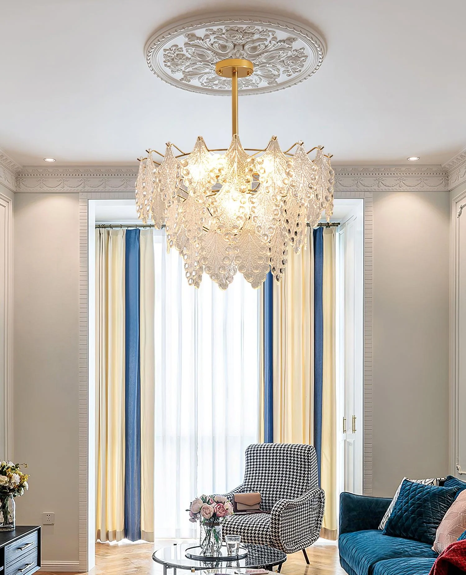 Tiered Carved Glass Chandelier - Image 37