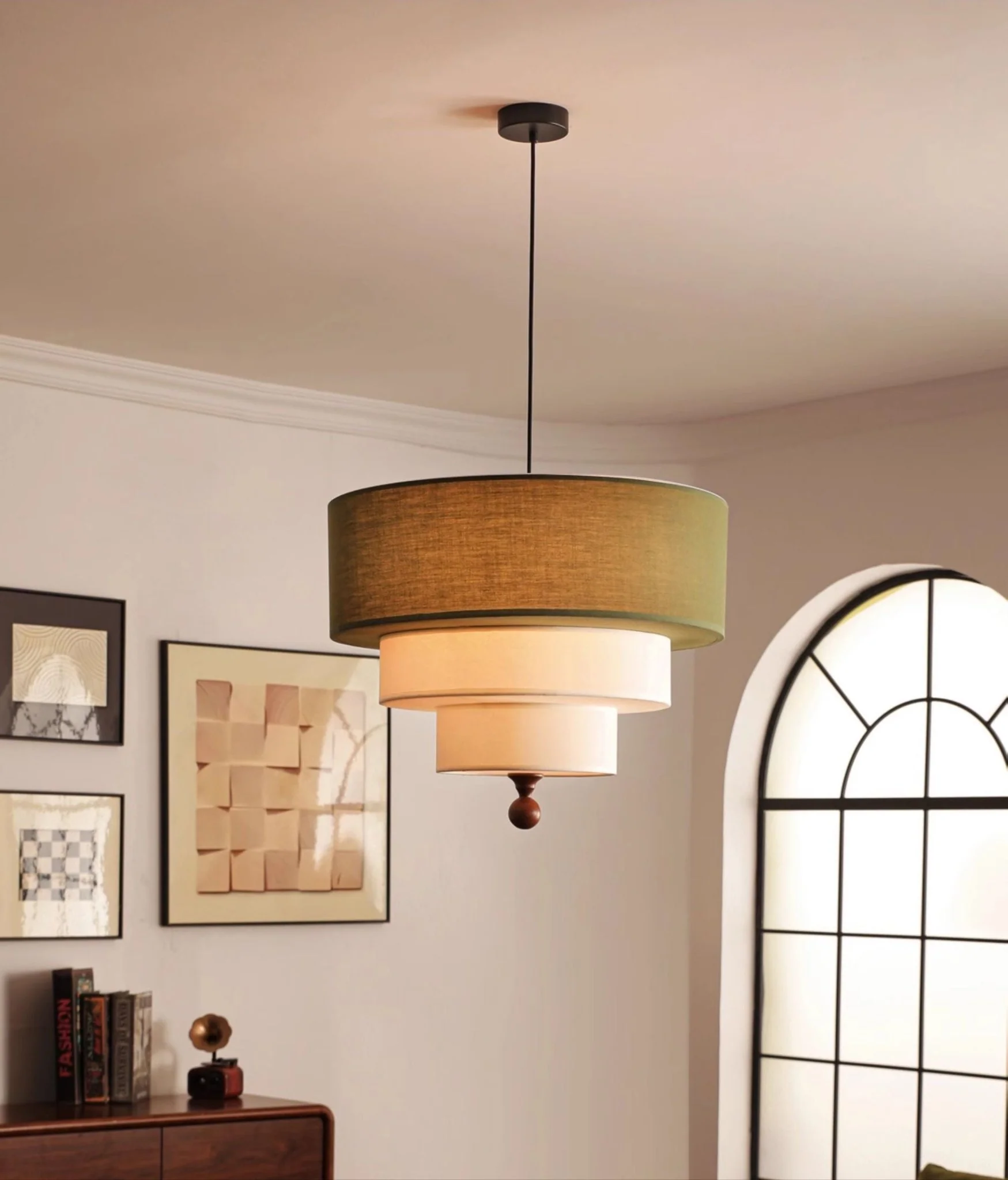 Tiered Fabric Pendant Light - Image 2