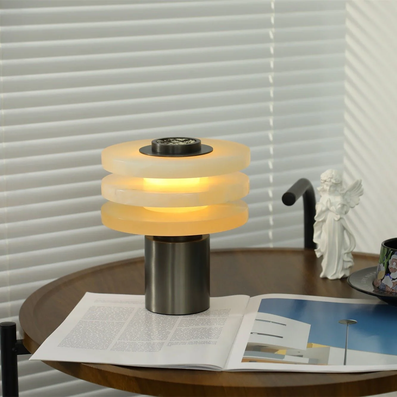 Tiered Obelisk Alabaster Table Lamp - Image 3