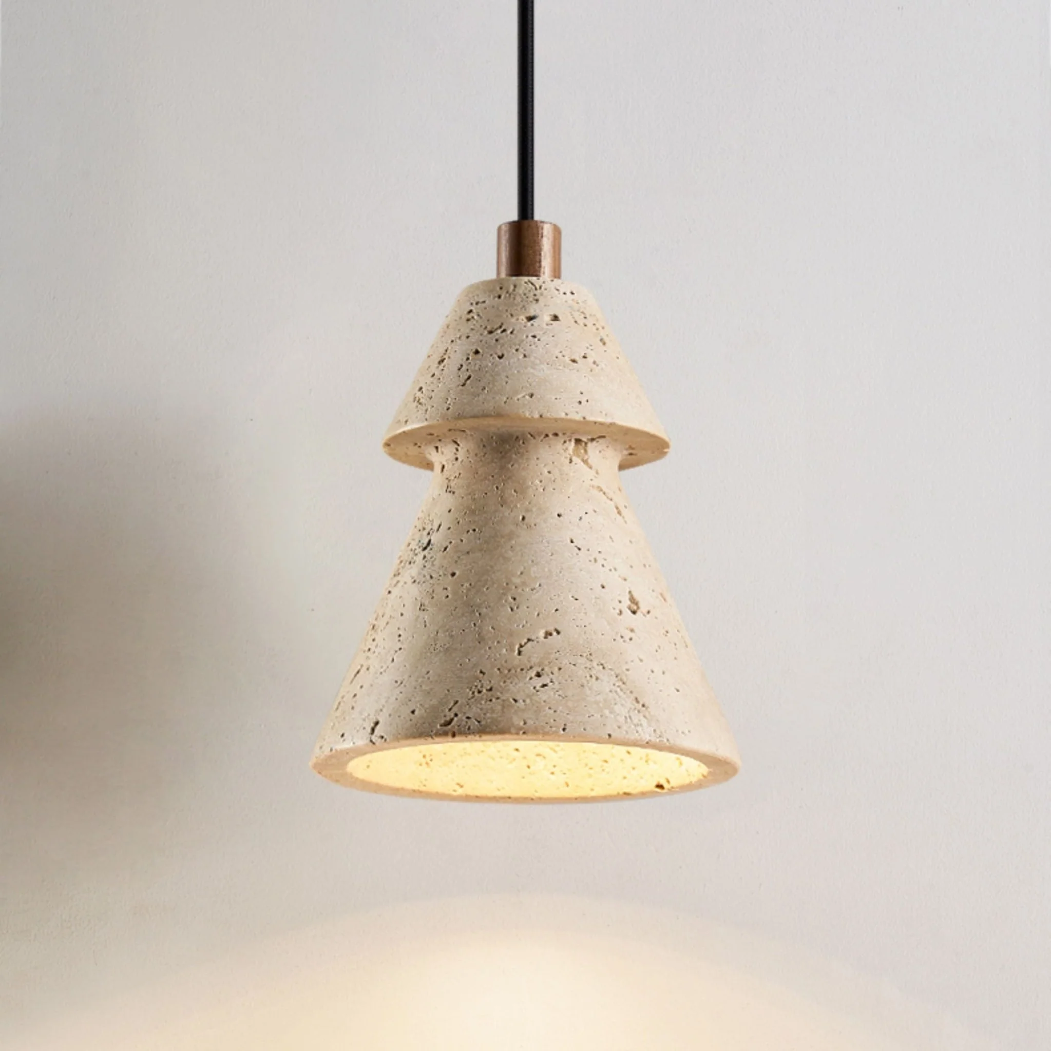 Tiered Travertine Cone Pendant Light - Image 4