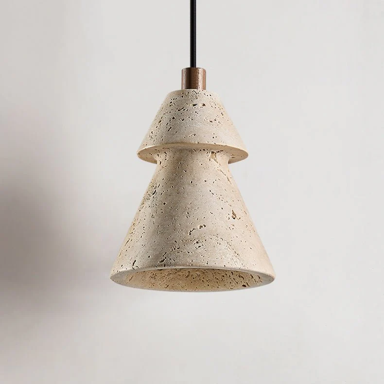 Tiered Travertine Cone Pendant Light - Image 5