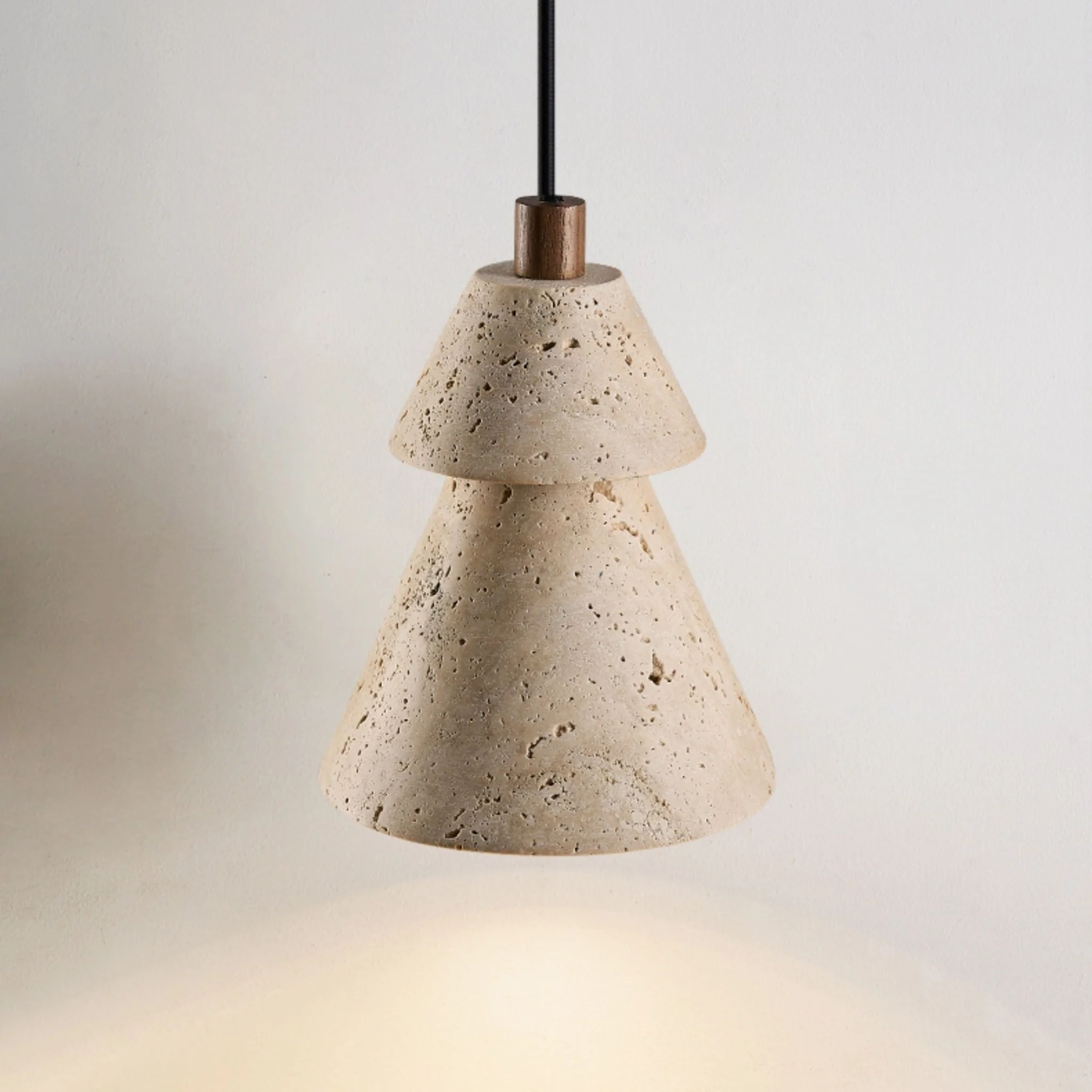 Tiered Travertine Cone Pendant Light - Image 6