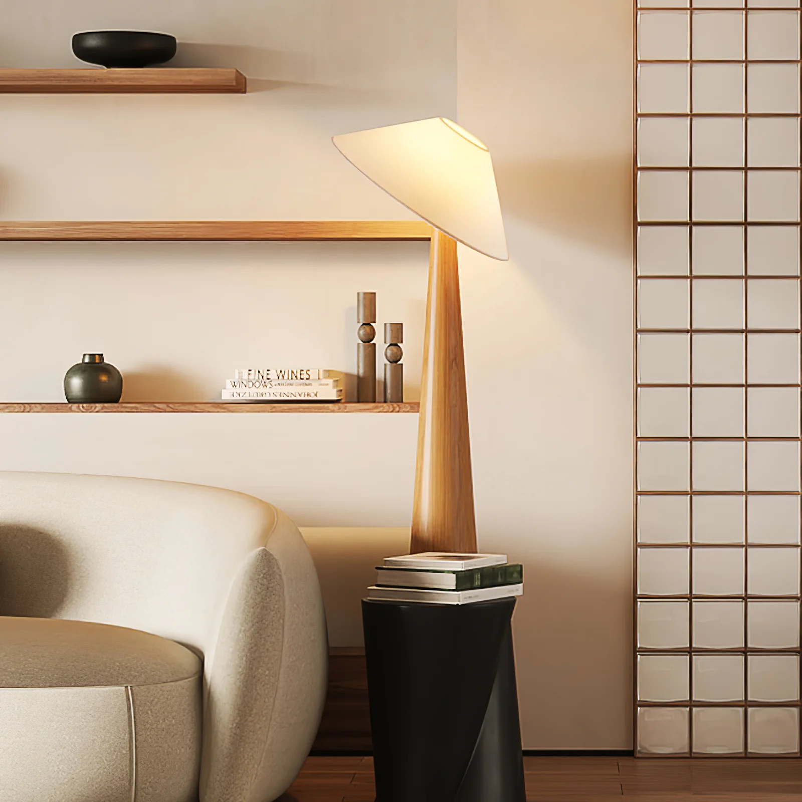 Tilt Hat Wooden Floor Lamp - Image 3