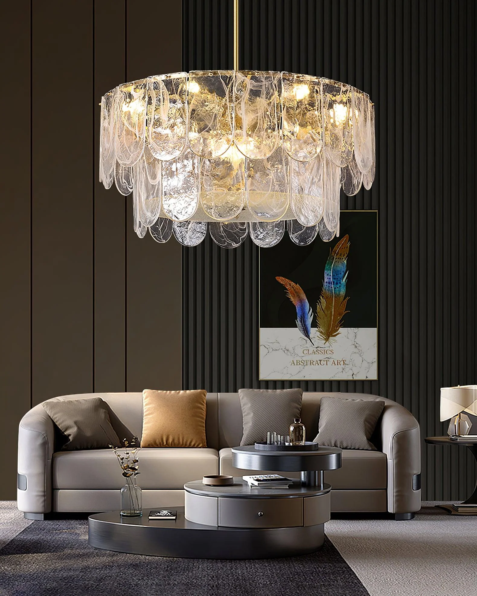 Traditional Classic Metal Glass Chandelier - Image 7