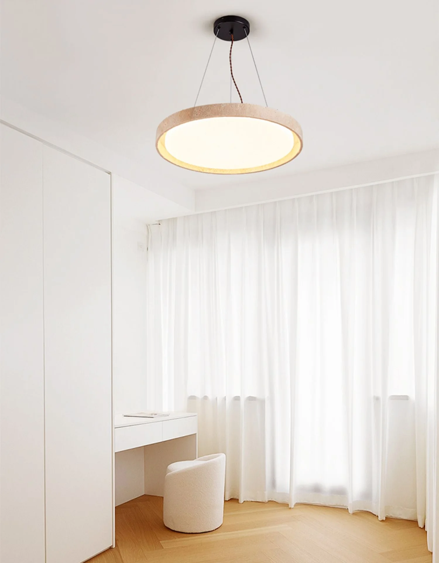 Travertine Circle LED Pendant Light - Image 4