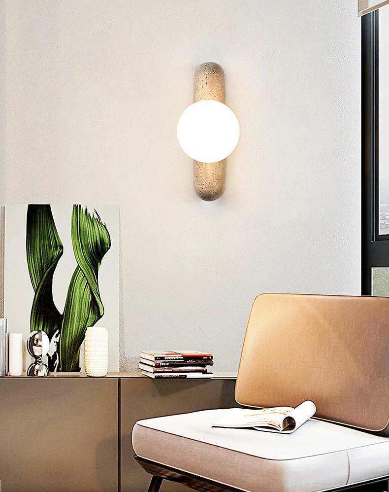 Travertine Column Globe Wall Sconce - Image 10