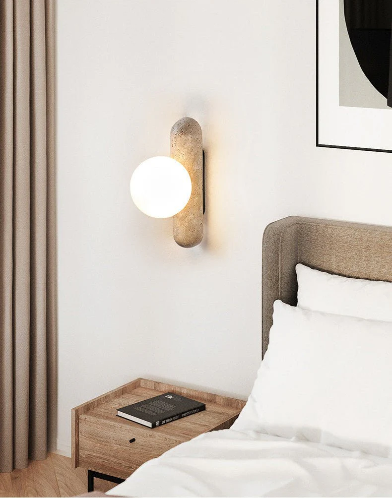 Travertine Column Globe Wall Sconce - Image 12