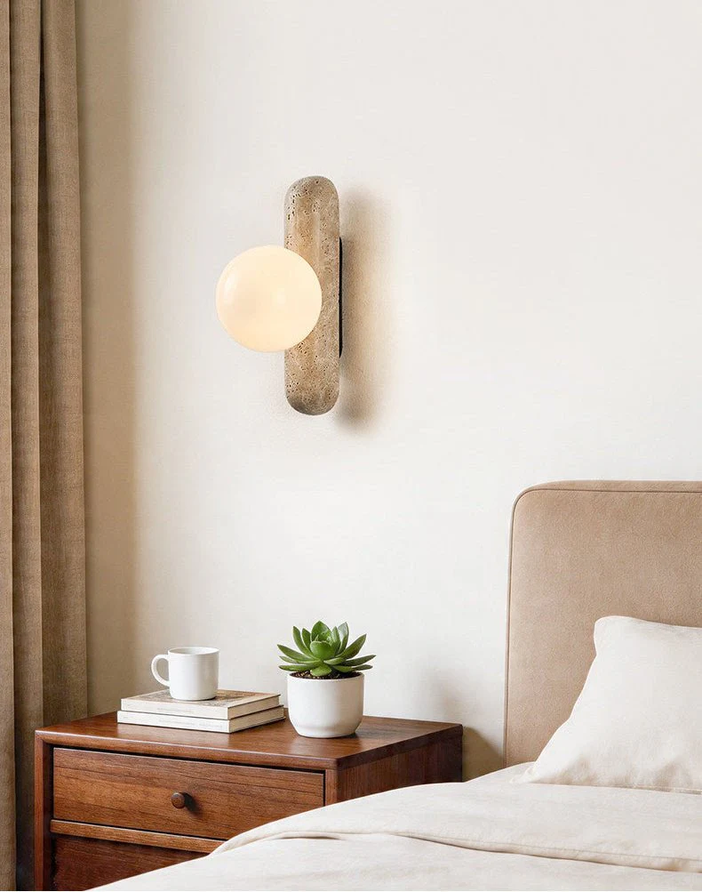 Travertine Column Globe Wall Sconce - Image 14
