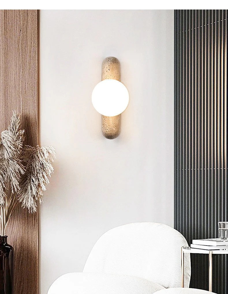 Travertine Column Globe Wall Sconce - Image 17