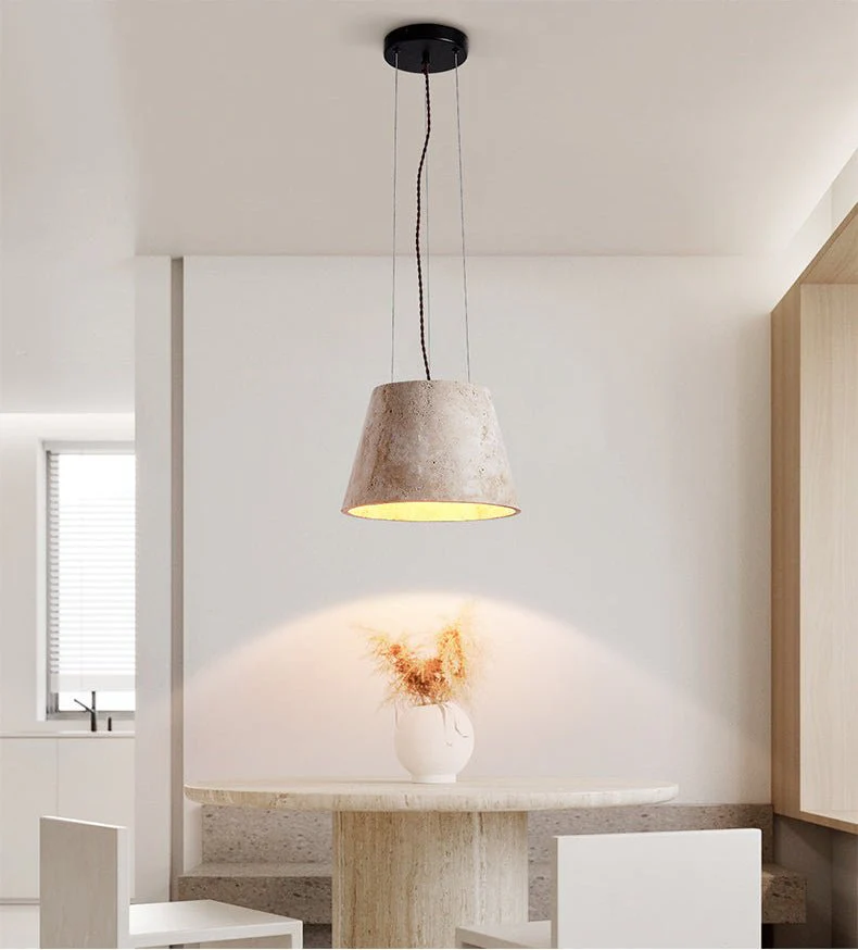 Travertine Cone Pendant Lamp - Image 5