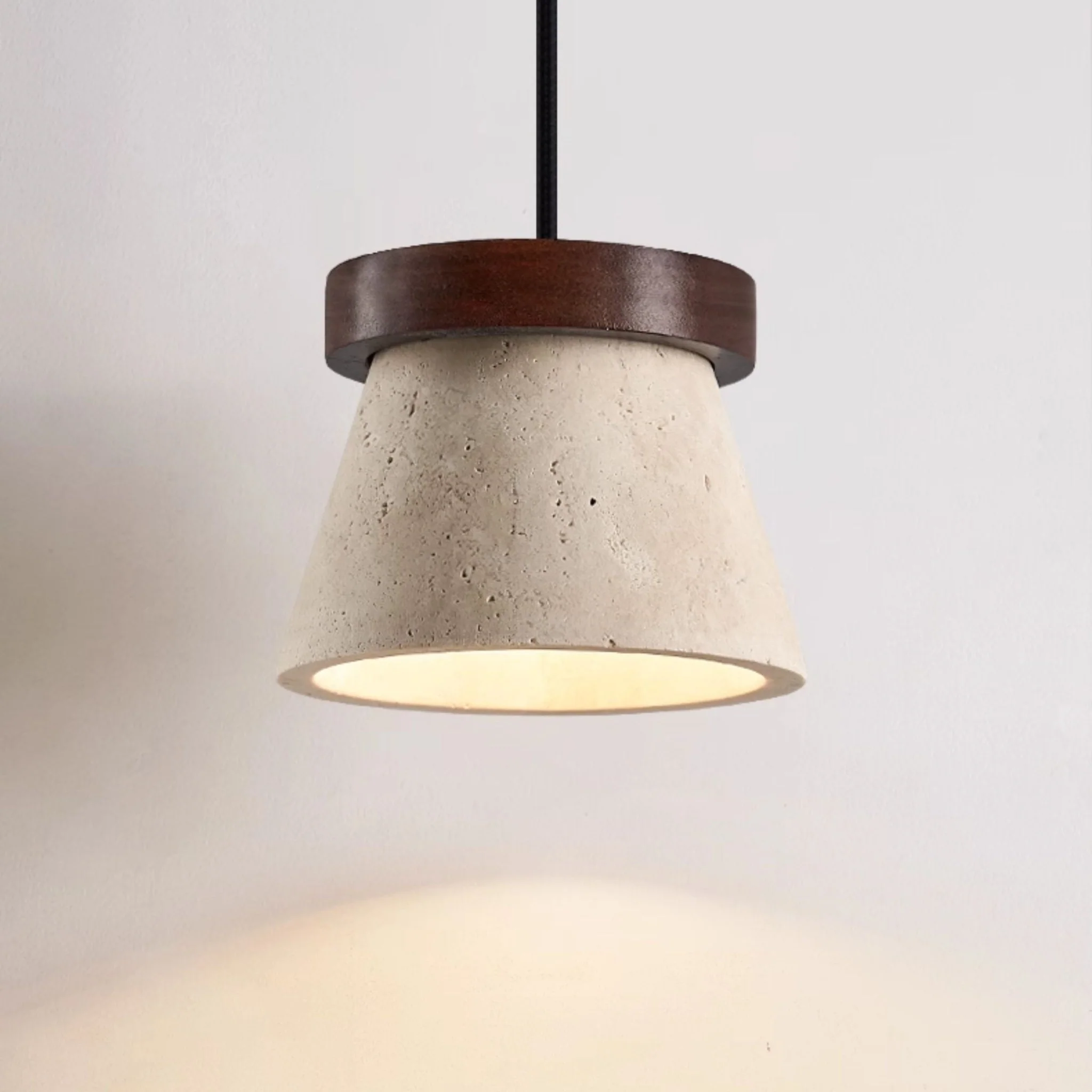 Travertine Cone Ring Pendant Light - Image 10