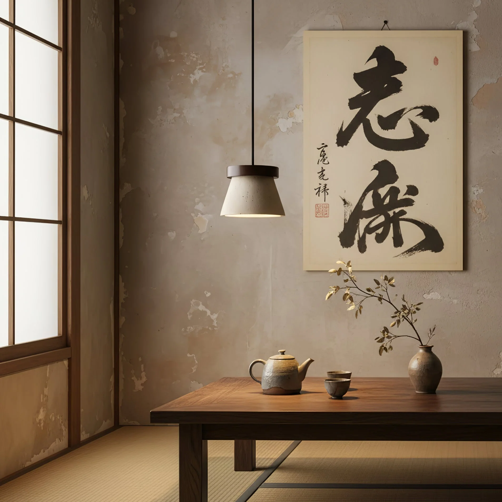 Travertine Cone Ring Pendant Light - Image 2