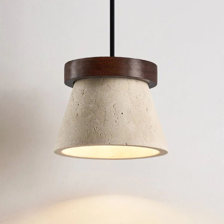 Travertine Cone Ring Pendant Light - Image 4