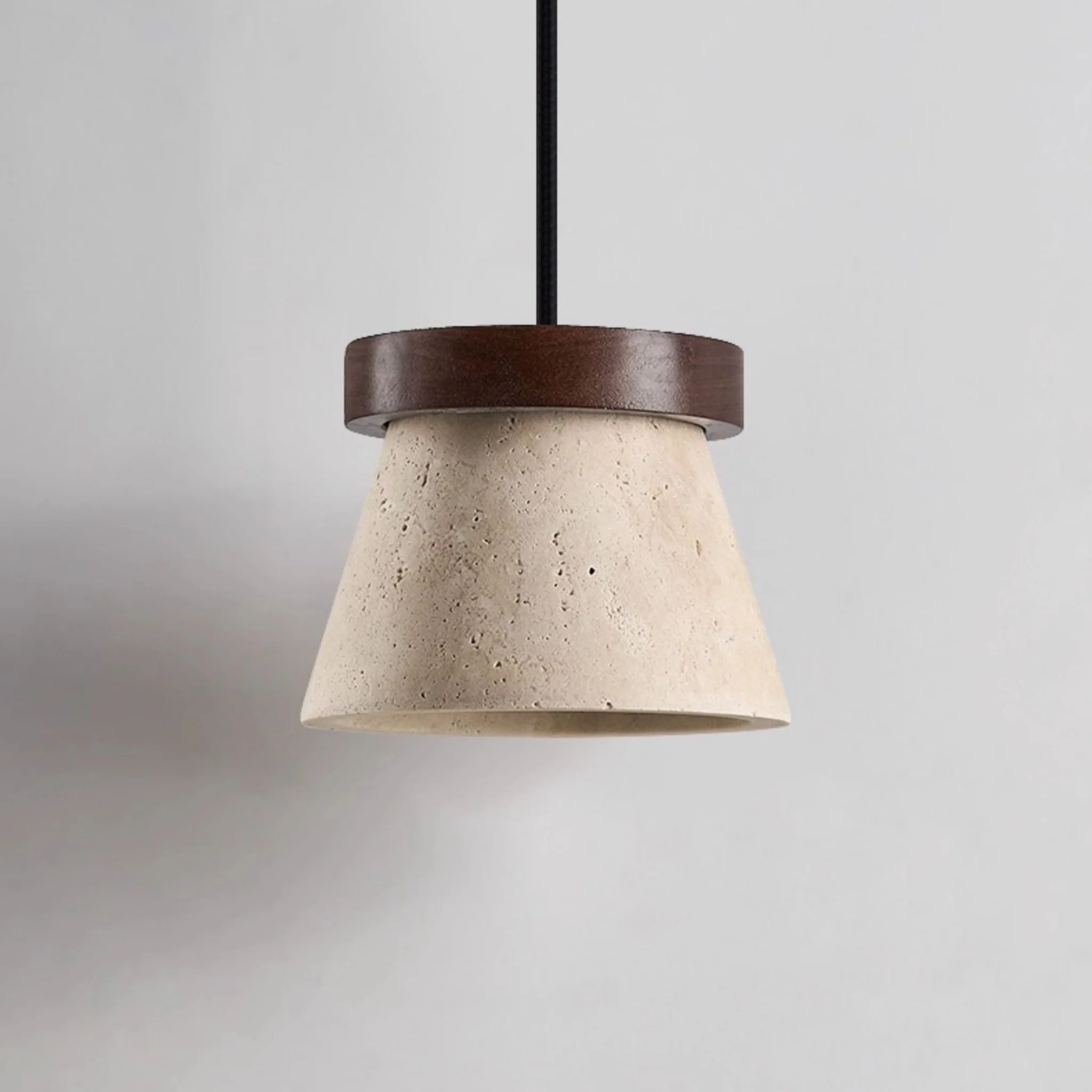 Travertine Cone Ring Pendant Light - Image 5