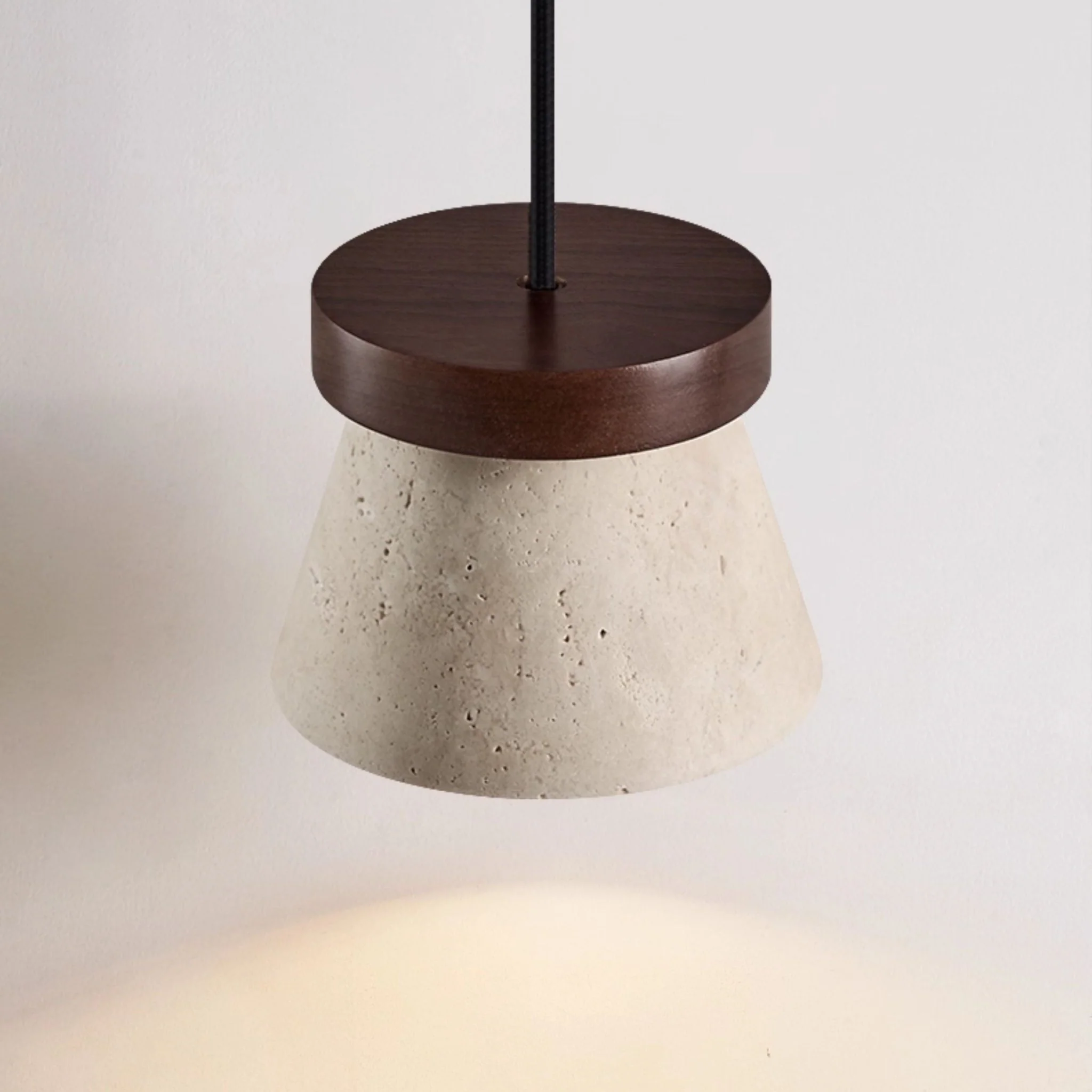 Travertine Cone Ring Pendant Light - Image 6