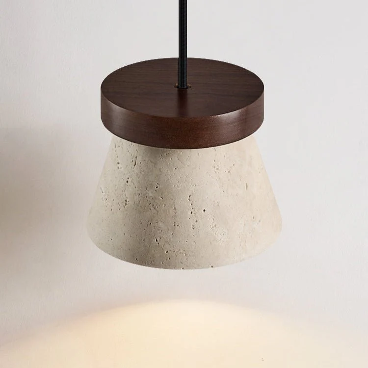 Travertine Cone Ring Pendant Light - Image 8