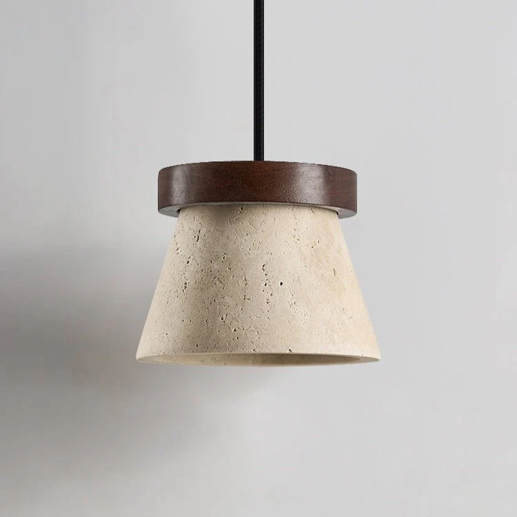 Travertine Cone Ring Pendant Light - Image 9