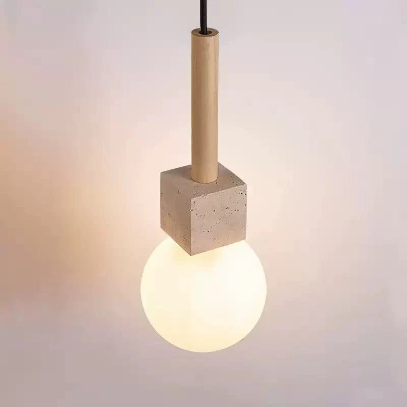 Travertine Cube Globe Pendant Light - Image 12