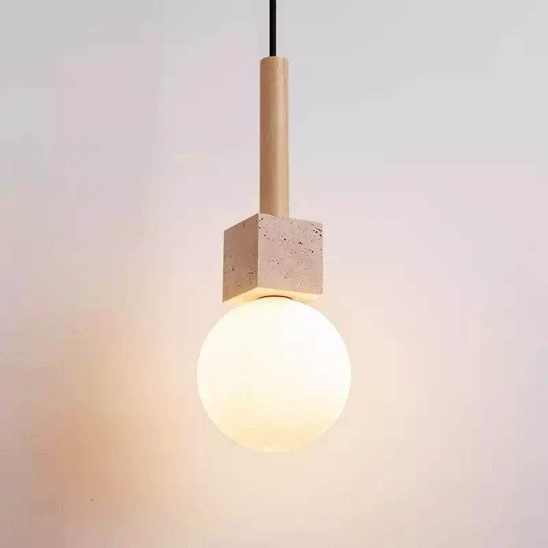 Travertine Cube Globe Pendant Light - Image 4
