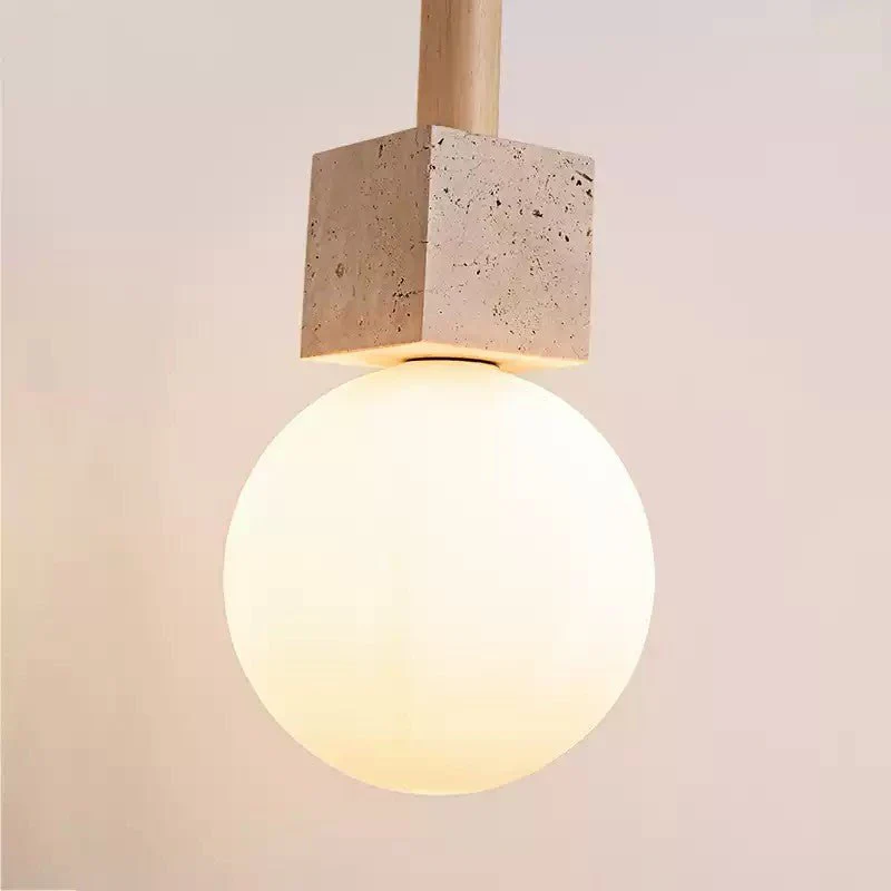 Travertine Cube Globe Pendant Light - Image 9