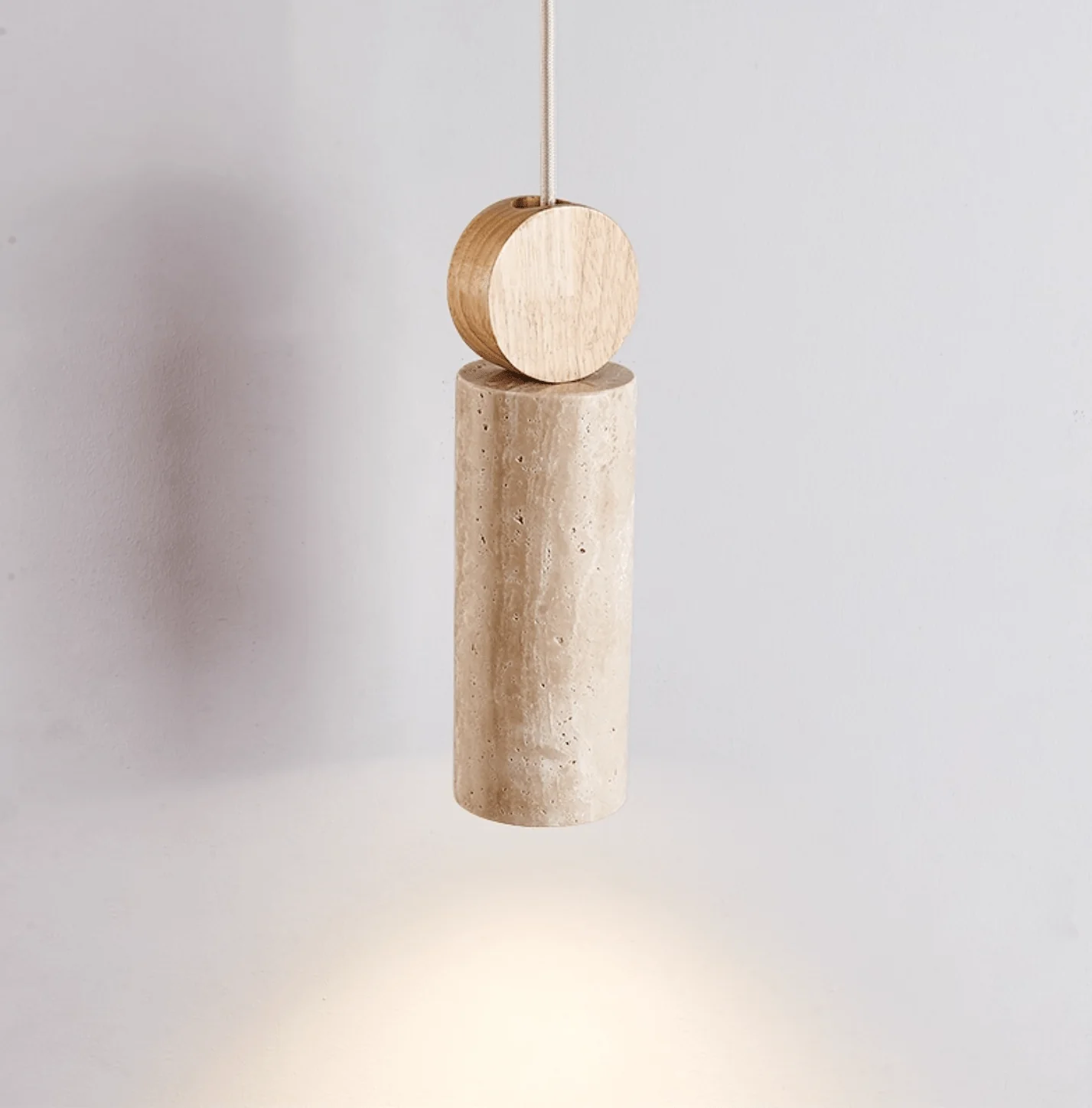 Travertine Cylinder Disc Pendant Light - Image 6