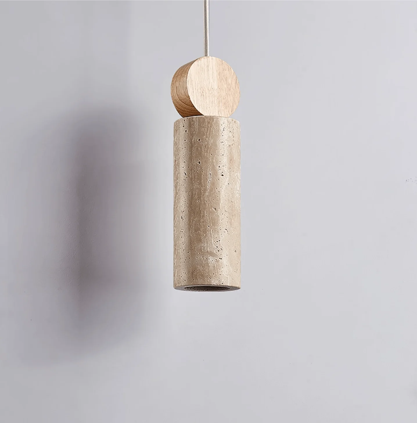 Travertine Cylinder Disc Pendant Light - Image 7