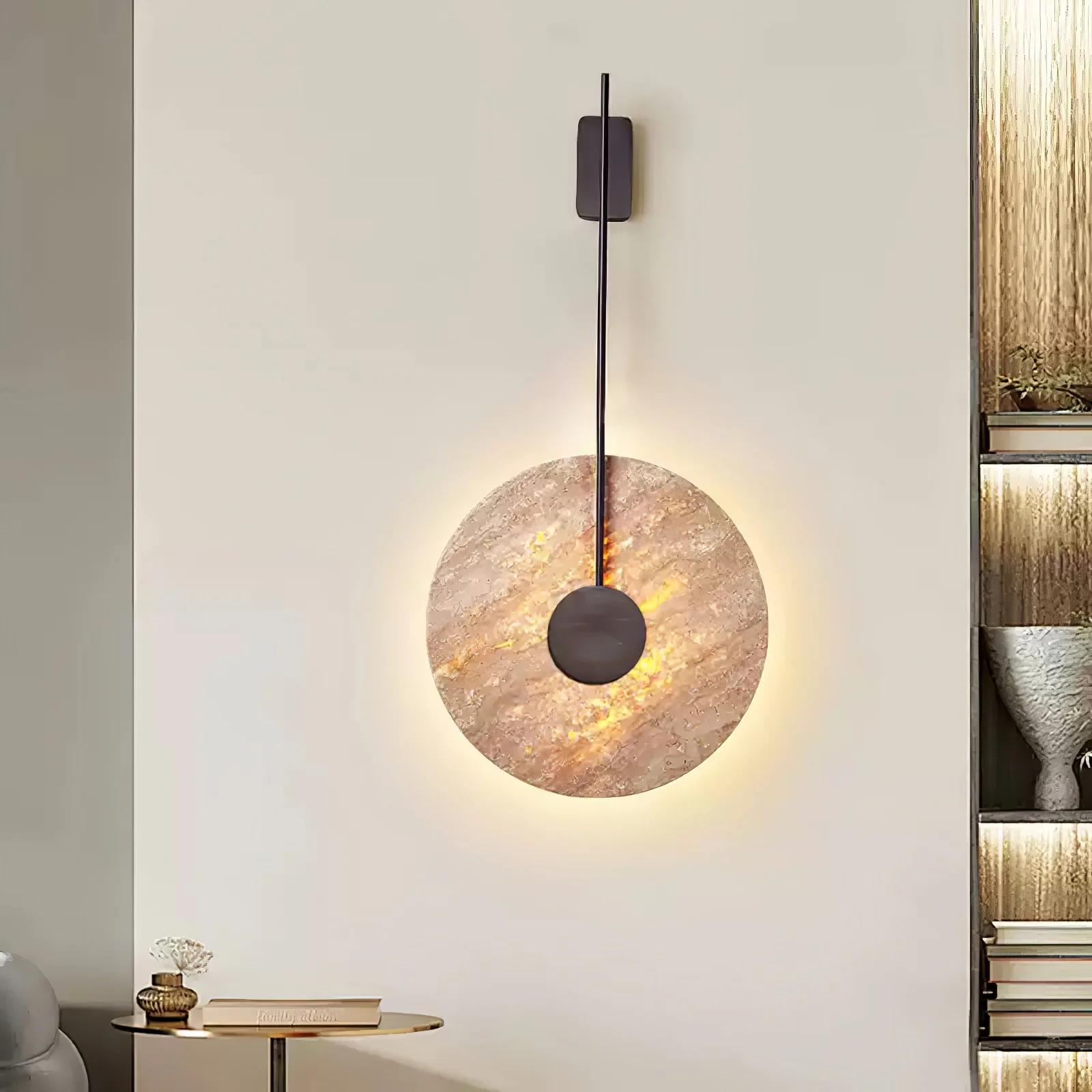 Travertine Disc Wall Lamp - Image 3