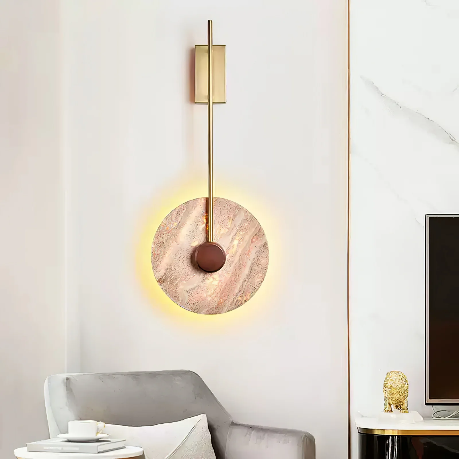 Travertine Disc Wall Lamp - Image 4
