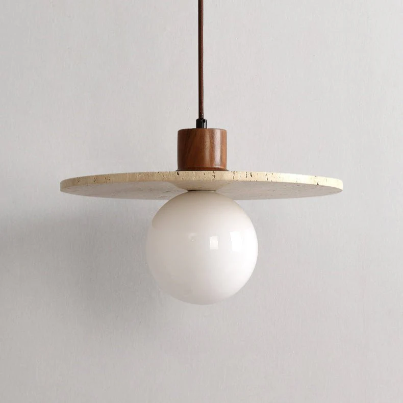 Travertine Disk Globe Pendant Light - Image 5