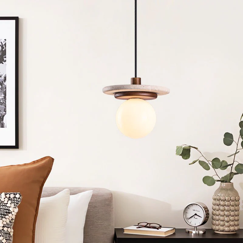 Travertine Disk Pendant Light - Image 5