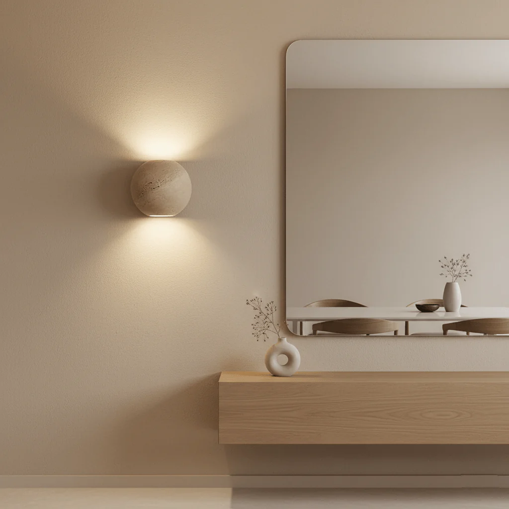 Travertine Globe Wall Sconce - Image 2
