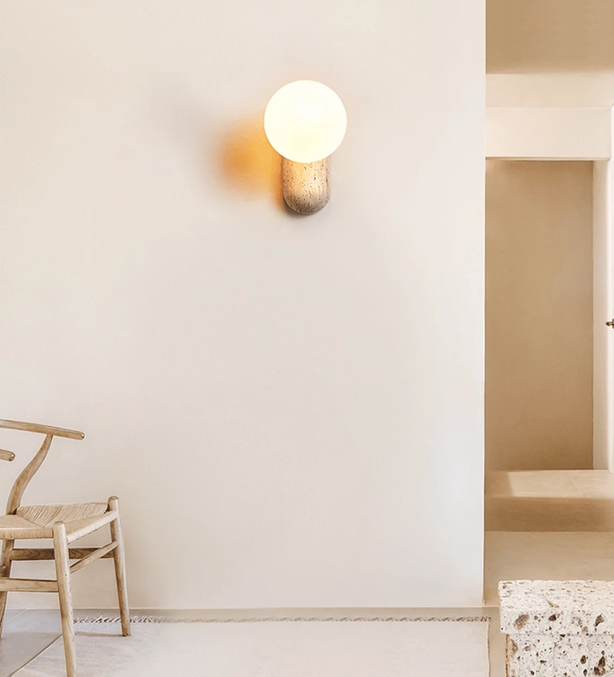 Travertine Pebble Wall Light - Image 9