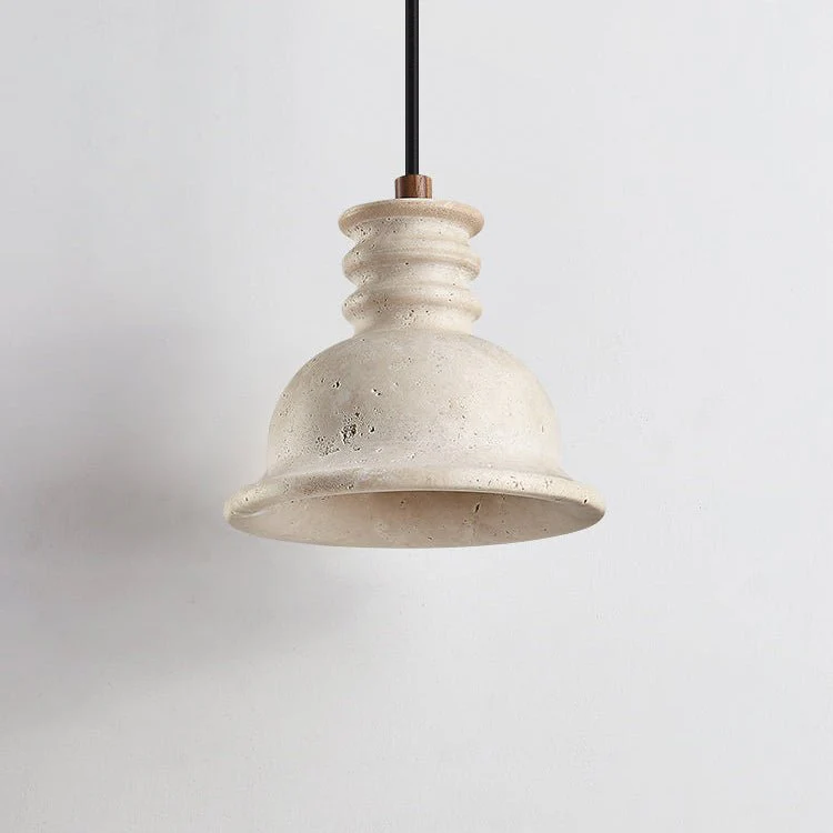 Travertine Ribbed Dome Pendant Light - Image 8