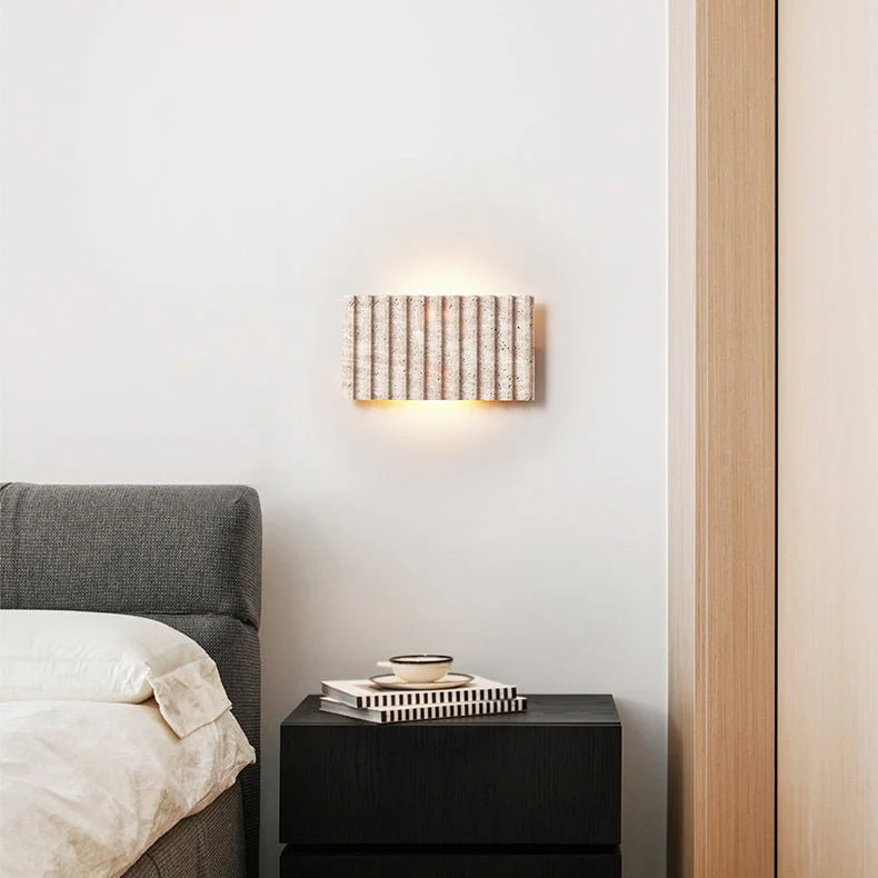 Travertine Ribbed Wall Sconce - Image 10